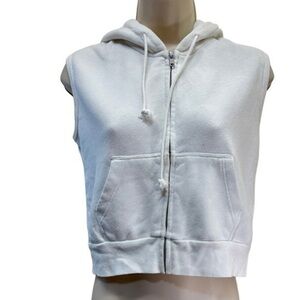 Brandy Melville Crop Chrystal Sleeveless white Hoodie Rare